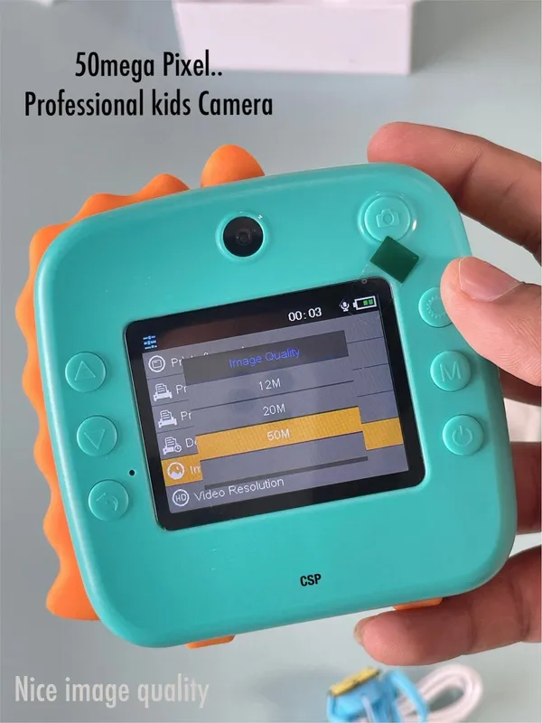 DINO_ORANGE_Kids_Print_Camera_Zero-Ink_Kids_Instant_Camera_Hd_Video_+_Print_&_Play_Selfie_Mode_With_Thermal_Paper_&_Silicone_Ring