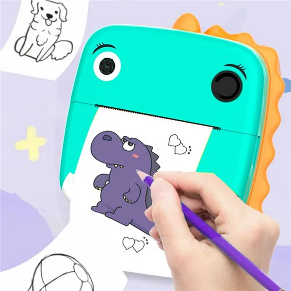 DINO_ORANGE_Kids_Print_Camera_Zero-Ink_Kids_Instant_Camera_Hd_Video_+_Print_&_Play_Selfie_Mode_With_Thermal_Paper_&_Silicone_Ring