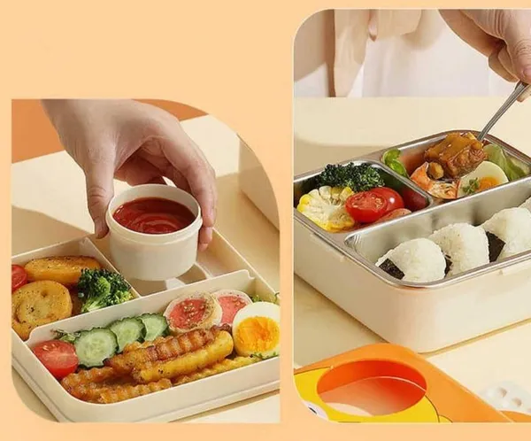 Chick-A-Bite_Lunch_Box_6_Slot_With_Salad_Cup_&_Steel_Spoon-Fork_Stainless_Steel_1120Ml