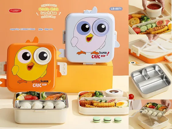 Chick-A-Bite_Lunch_Box_6_Slot_With_Salad_Cup_&_Steel_Spoon-Fork_Stainless_Steel_1120Ml