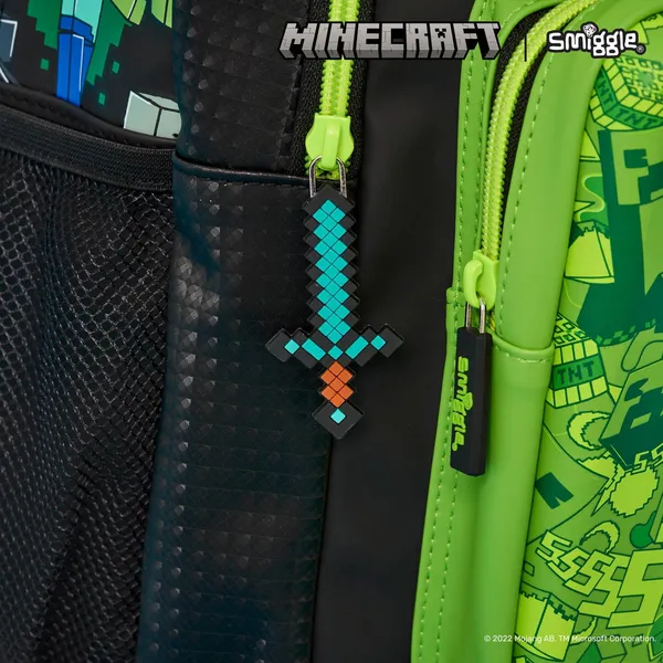 Smiggle_Vibe_16"_Classic_Backpack_3-Compartment_Premium_School_Bag_Laptop_Sleeve_+_Dual_Bottle_Holders_Minecraft