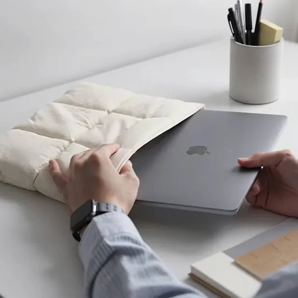 White_CloudShield_Puffer_Laptop_Sleeve