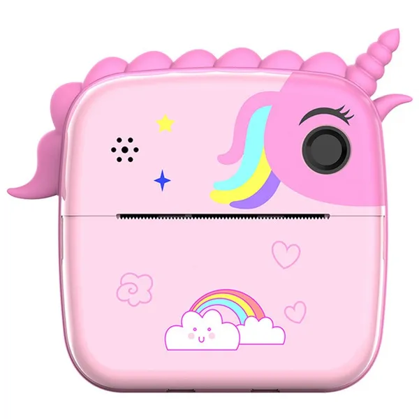 UNICORN_PINK_BLUE_Kids_Print_Camera_Zero-Ink_Kids_Instant_Camera_Hd_Video_+_Print_&_Play_Selfie_Mode_With_Thermal_Paper_&_Silicone_Ring