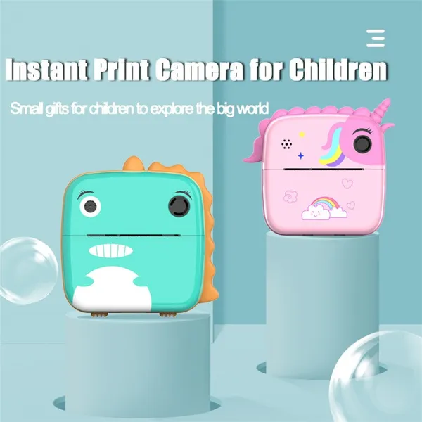 UNICORN_PINK_BLUE_Kids_Print_Camera_Zero-Ink_Kids_Instant_Camera_Hd_Video_+_Print_&_Play_Selfie_Mode_With_Thermal_Paper_&_Silicone_Ring