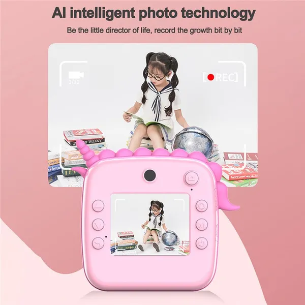 UNICORN_PINK_BLUE_Kids_Print_Camera_Zero-Ink_Kids_Instant_Camera_Hd_Video_+_Print_&_Play_Selfie_Mode_With_Thermal_Paper_&_Silicone_Ring