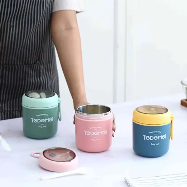 Tedmei_Steel_Lunch_Jar_Portable_Soup_Cup_I_Food_Jar_Leak-Proof_With_Spoon_For_Office,_Travel_&_Soup_Lovers_500Ml_Blue_I_Pink_I_Green