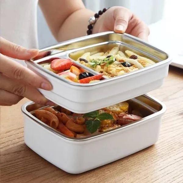 Wooden_Duostack_3-Compartment_Double_Layer_Ss_Lunch_Box_Leak-Proof_Microwave_&_Freezer_Safe_1200Ml_Removable_Inner_Tray