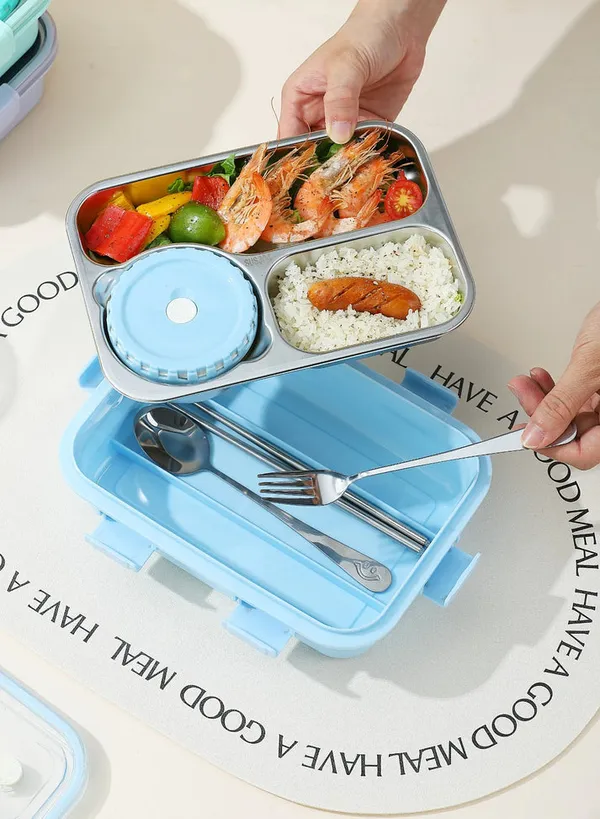 3-Slot_Stainless_Steel_Lunch_Box_750Ml_With_Soup_Bowl_Leak-Proof,_Durable_&_Colourful_Bento_For_Kids_&_Adults