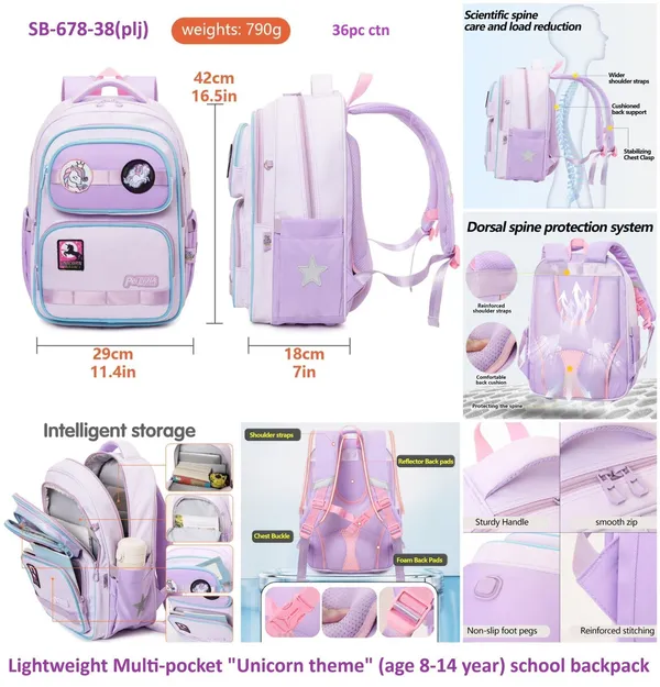 Unicorn_Glow_Pro_School_Backpack_16-Inch_Structured_Bag_For_Girls_(Ages_714)_Ergonomic_Spine_Support_+_Multi-Pocket_Organizer