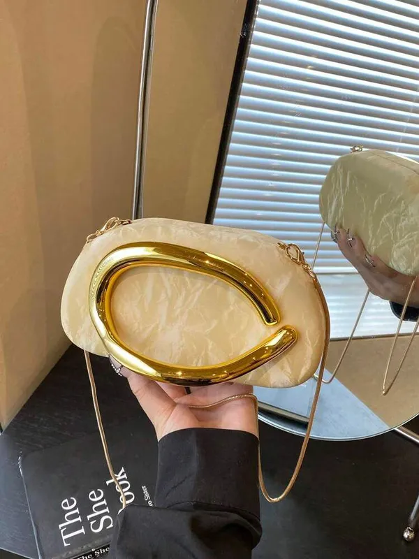 Celebrity_Style_Zara-Inspired_Glossy/_Matte_Acrylic_Clutch_|_Golden_Curve_Design