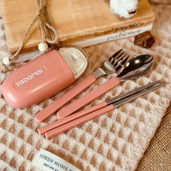 Tedemei_Cute_Travel_Cutlery_Set_Peach_Kawaii_Portable_Utensil_Kit_Sus304_Stainless_Steel