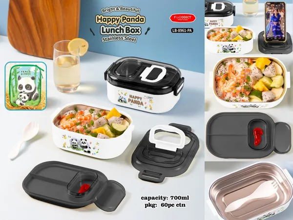 Duomunch_Ss304_Lunch_Box_Dino,_Panda,_Unicorn_Print_700Ml_With_Spoon_&_10-Color_Pen