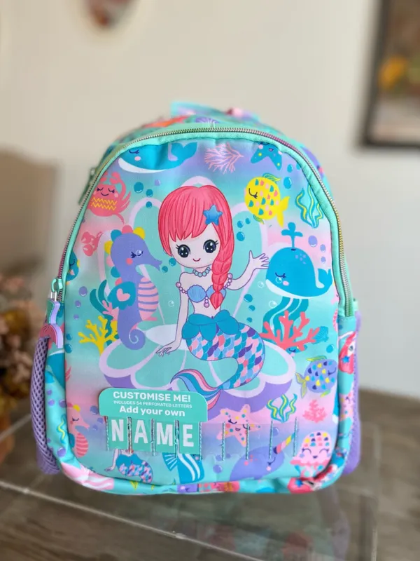 Name_It_All_Mermaid_Customizable_Kids_Backpack_(Age_3-7)_Add_Your_Name_Lightweight_Premium_Bag_In_4_Cute_PrintsDino,_Unicorn,_Mermaid,_Butterfly