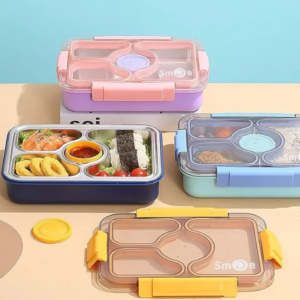 Quadbento_4-Slot_Steel_Lunch_Box_Leakproof_Easy-Clean_+_Cutlery