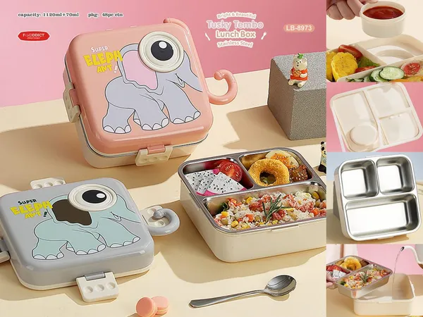 Elephant_Eye_6-Slot_Steel_Lunch_Box_Leakproof_With_Spoon-Fork_&_Salad_Cup_1120Ml_Power_Packed!