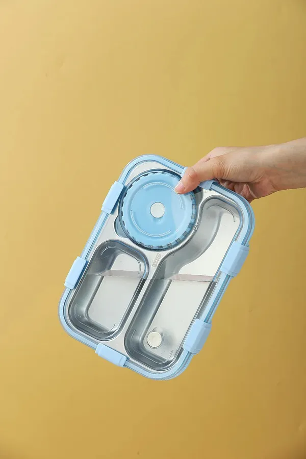 3-Slot_Stainless_Steel_Lunch_Box_750Ml_With_Soup_Bowl_Leak-Proof,_Durable_&_Colourful_Bento_For_Kids_&_Adults