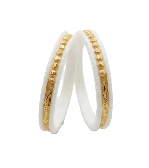 Purabi_Jewels_Original_Shakha_Badhano_Bandhani_With_Gold_Plating_Motor_Design_For_Women_Yellow_Gold_Pola_Bangles_Gold_Handmade_Chudi_Wedding_Chooda_For_Women_Set_Of_2pcs_6mm_Broad_White