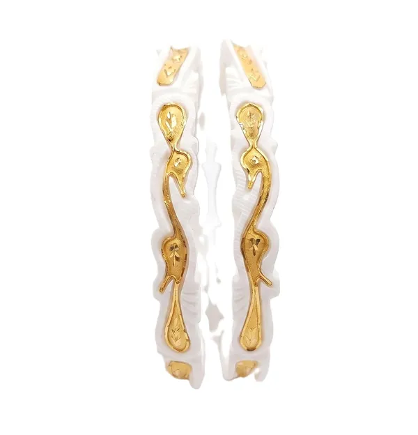 Purabi_Jewels_Peacock_Design_Original_Shakha_Bangle_White_And_Gold_Traditional_Style_Set_Of_2