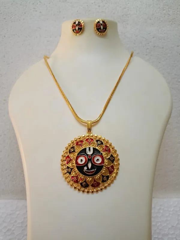 Purabi_Jewels_Gold_Plated_Lord_Jagannath_Pendant_With_Chain_Necklace_With_Matching_Earrings_For_Women_Girls_Lord_Jagannath_Trending_Meenakari_Work_Jewellery_Set_Spiritual_Hindu_God_Jewellery_For_Temple_Pooja_Gifting