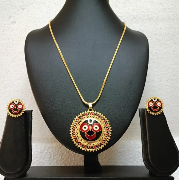 Purabi_Jewels_Gold_Plated_Lord_Jagannath_Pendant_Chain_Necklace_With_Matching_Earrings_For_Women_Girls_Lord_Jagannath_Meenakari_Work_Jewellery_Set_Spiritual_Hindu_God_Jewellery_For_Temple_Pooja_Gifting