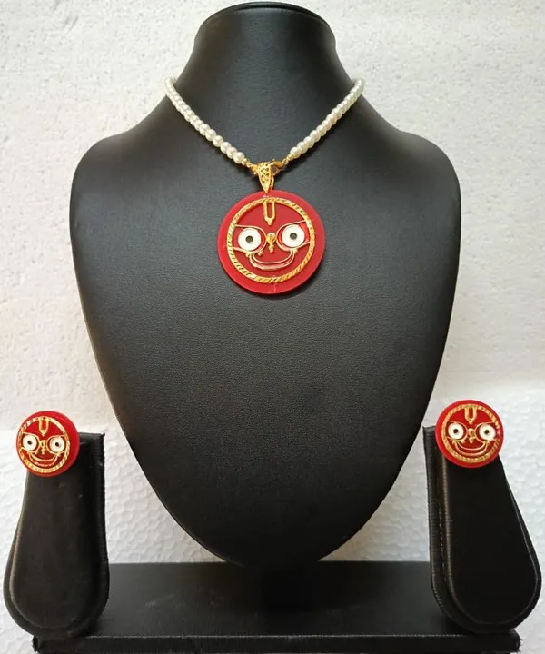Gold_Plated_Lord_Jagannath_Pola_Pendant_With_Pearl_Necklace_With_Matching_Earrings_For_Women_Girls_Lord_Jagannath_Trending_Meenakari_Work_Jewellery_Set_Spiritual_Hindu_God_Jewellery_For_Temple_Pooja_Gifting