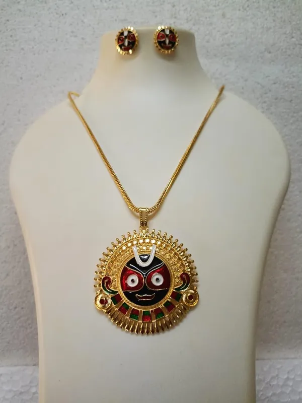 Gold_Plated_Lord_Jagannath_Handcrafted_Multicolour_Pendant_With_Chain_Necklace_With_Matching_Earrings_For_Women_Girls_Lord_Jagannath_Trending_Meenakari_Work_Jewellery_Set_Spiritual_Hindu_God_Jewellery_For_Temple_Pooja_Gifting