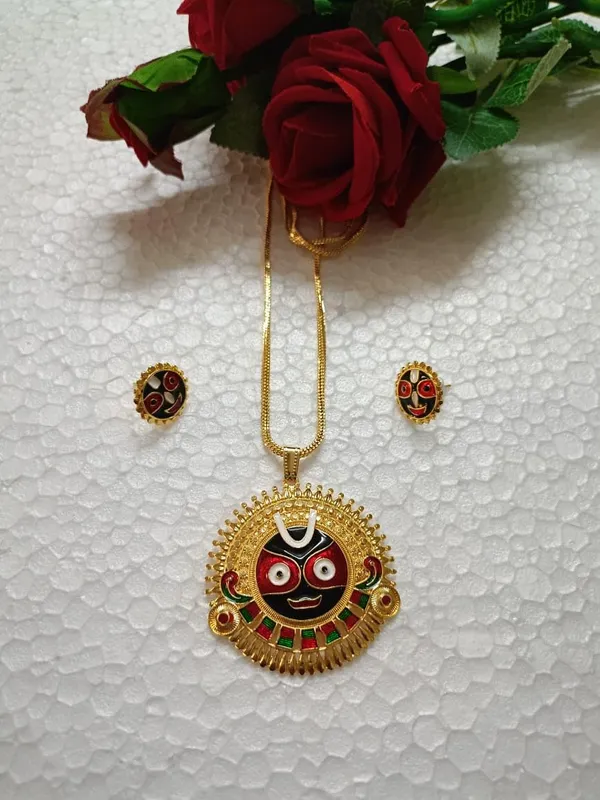 Gold_Plated_Lord_Jagannath_Handcrafted_Multicolour_Pendant_With_Chain_Necklace_With_Matching_Earrings_For_Women_Girls_Lord_Jagannath_Trending_Meenakari_Work_Jewellery_Set_Spiritual_Hindu_God_Jewellery_For_Temple_Pooja_Gifting