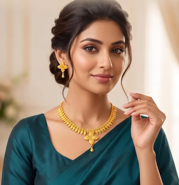 Purabi_Jewels_24_Carat_Gold_Plated_Flower_Design_Jewellery_Set_I_Necklace_Earrings_Bridal_Wear_Festival_Collection_For_Women_Girls_Trending_Design
