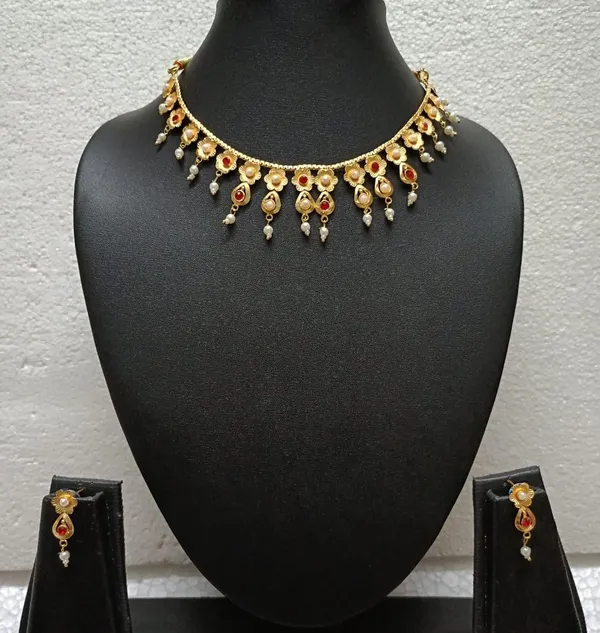Purabi_Jewels_Gold_Plated_Flower_Design_Pearl_Red_Stone_Jewellery_Set_for_Women_Pearl_&_Red_Stone,_Includes_Earrings,_Floral_Motif_Design,_Gold_Plated_Finish,_For_Women_&_Girls