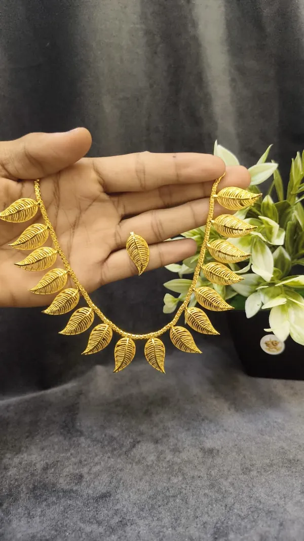 Brass_Gold-Plated_Mango_Chick_Design_Earring_&_Trending_Necklace_Set_For_Women_&_Girls