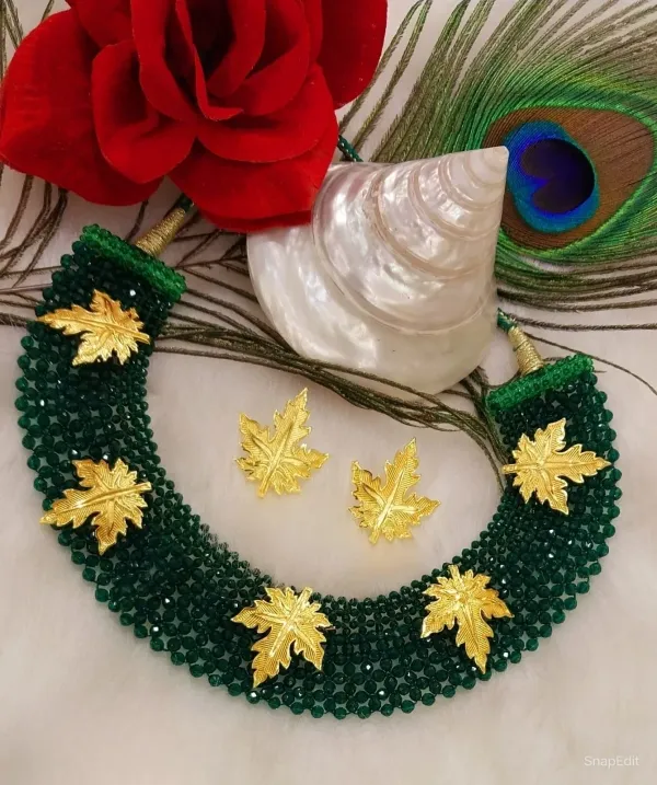 Green_Crystal_Gold-Plated_Earring_&_Necklace_Set_For_Women_&_Girls