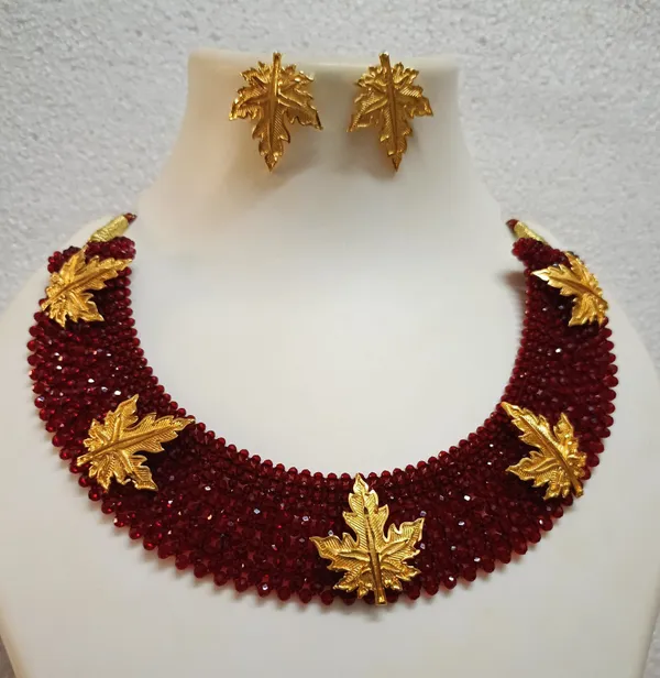 Maroon_Crystal_Gold-Plated_Earring_&_Necklace_Set_For_Women_&_Girls