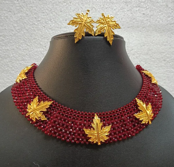 Maroon_Crystal_Gold-Plated_Earring_&_Necklace_Set_For_Women_&_Girls