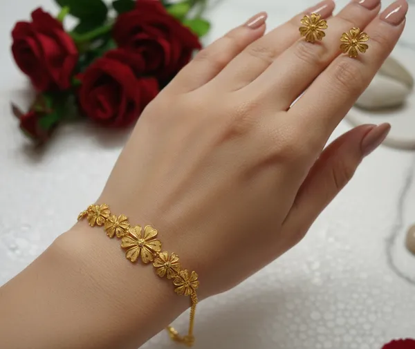 Purabi_Jewels_Brass_Gold-plated_Golden_Colour_Unique_Five_Flower_Designer_Chick_Choker_Jewellery_Set_for_Women_and_Girls