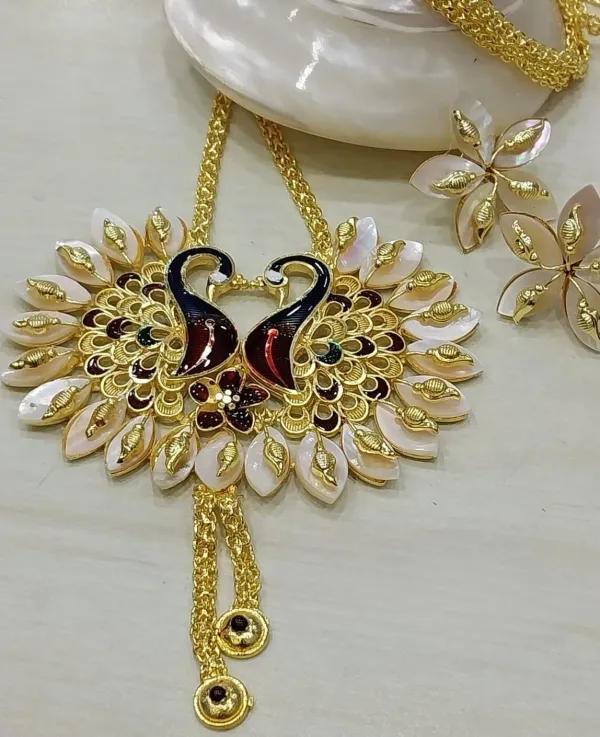 Gold_Shell_Gold-Plated_Earring_&_Necklace_Set_For_Women_&_Girls