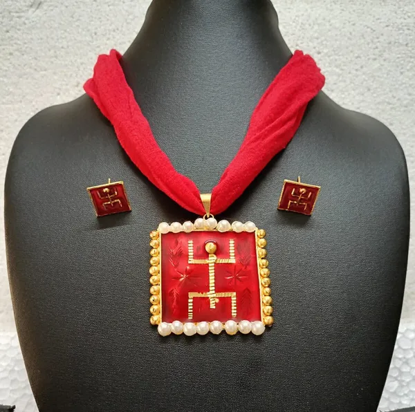Purabi_Jewels_Traditional_Red_Meenakari_Swastik_Design_Pendant_Necklace_Set_with_Matching_Stud_Earrings_|_Ethnic_Gold-Plated_Fusion_Jewelry_Set_for_Women_&_Girls