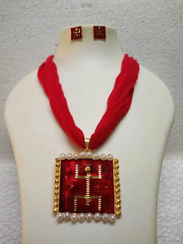 Purabi_Jewels_Traditional_Red_Meenakari_Swastik_Design_Pendant_Necklace_Set_with_Matching_Stud_Earrings_|_Ethnic_Gold-Plated_Fusion_Jewelry_Set_for_Women_&_Girls