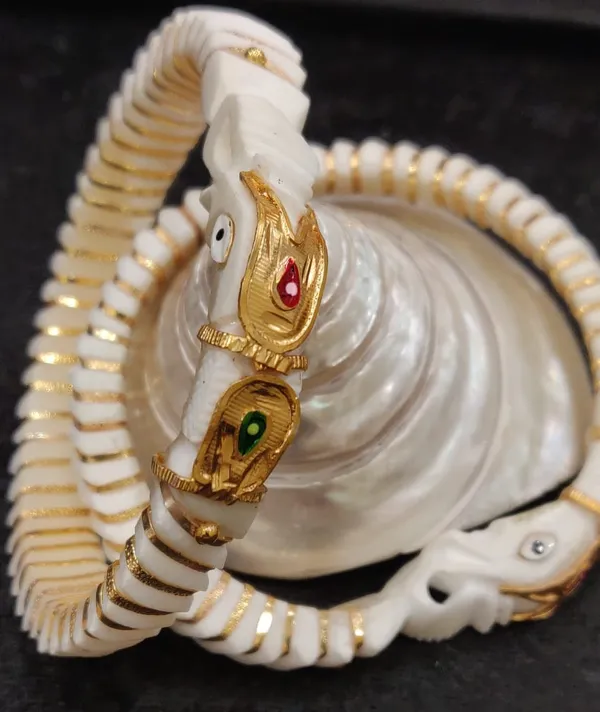 Jewels_Hati_Mukh_Elephant_Mouth_Design_Meenakari_Original_Shakha_Badhano_Bandhani_with_Gold_Plating_for_Women_Yellow_Gold_Pola_Bangles/Gold_Handmade_Chudi/Wedding_Chooda_for_Women_(Set_of_2pcs,_6mm_Broad)_-_White