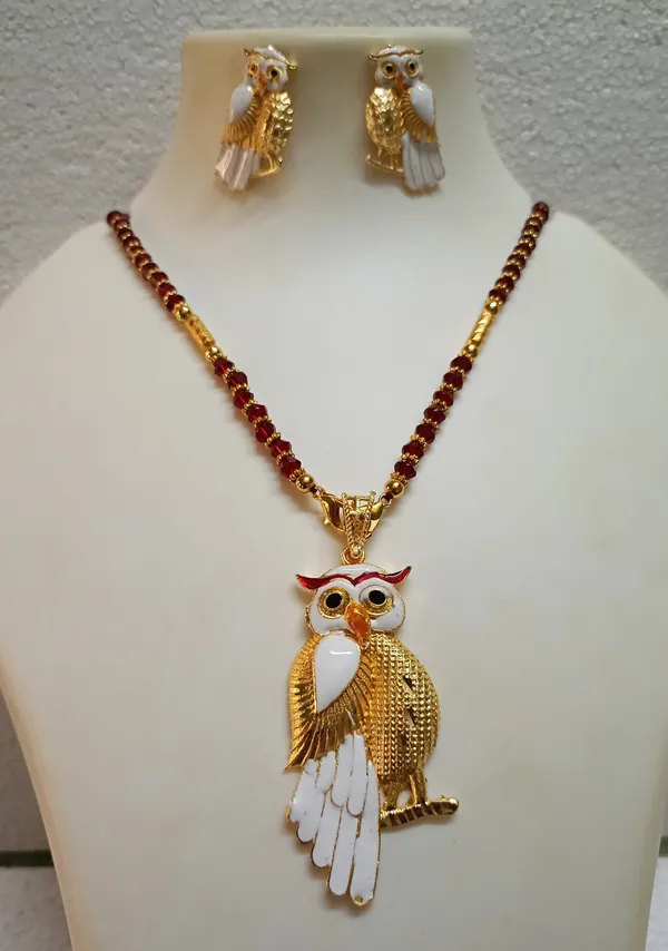 White_Brass_Gold-Plated_Earring_&_Necklace_Set_For_Women_&_Girls