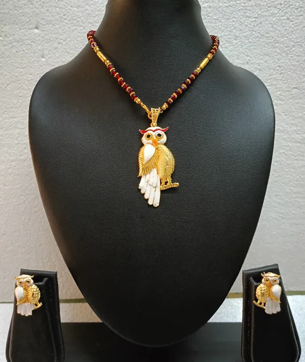 White_Brass_Gold-Plated_Earring_&_Necklace_Set_For_Women_&_Girls
