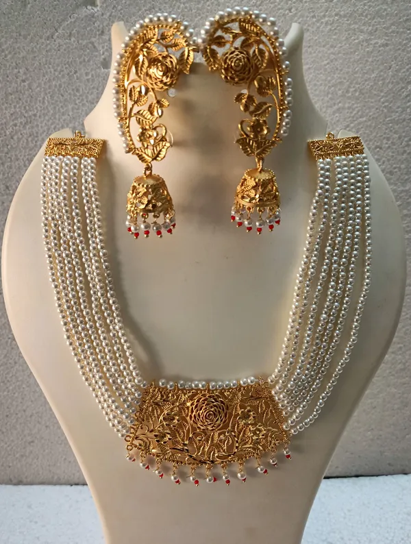 Gold_Brass_Gold-Plated_Kanbala_Kanphool_Jewllery_Set_Earring_&_Necklace_Set_For_Women_&_Girls