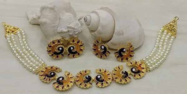 Multicolor_&_Gold_Brass_Gold-Plated_Earring_&_Necklace_Set_For_Women_&_Girls