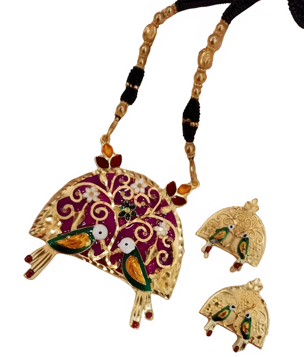 Purabi_Jewels_Gold_Plated_Meena_Multicolour_Bird_Designer_Pendant_with_Beads_Necklace_Jewellery_Set_for_Women_and_Girls