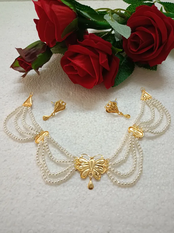 Purabi_Jewels_Original_Gold_Alike_Gold_Plated_Butterfly_Pendant_with_Pearl_Moti_Multistrand_Necklace_&_Matching_Earrings_|_Elegant_Designer_Jewellery_Set_for_Women_&_Girls
