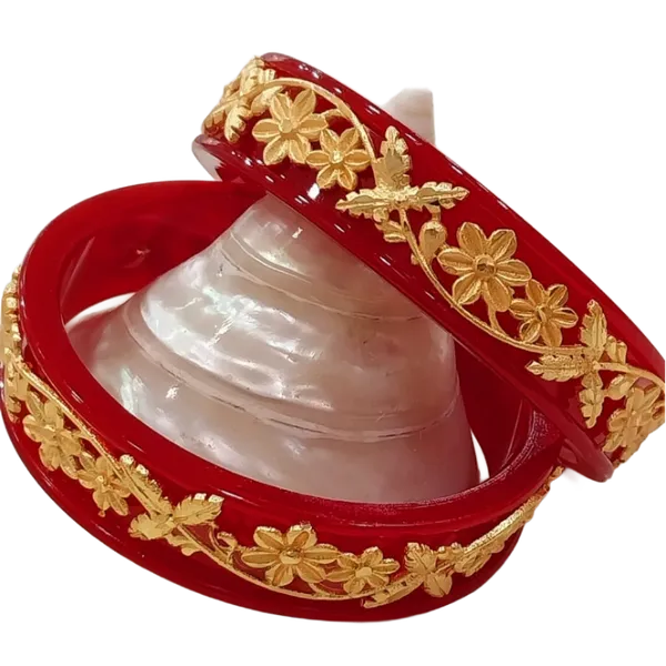 Purabi_Jewels_Red_Pola_Bangles_with_Floral_Design_&_Gold_Plating_/_Traditional_Jewelry_for_Married_Women