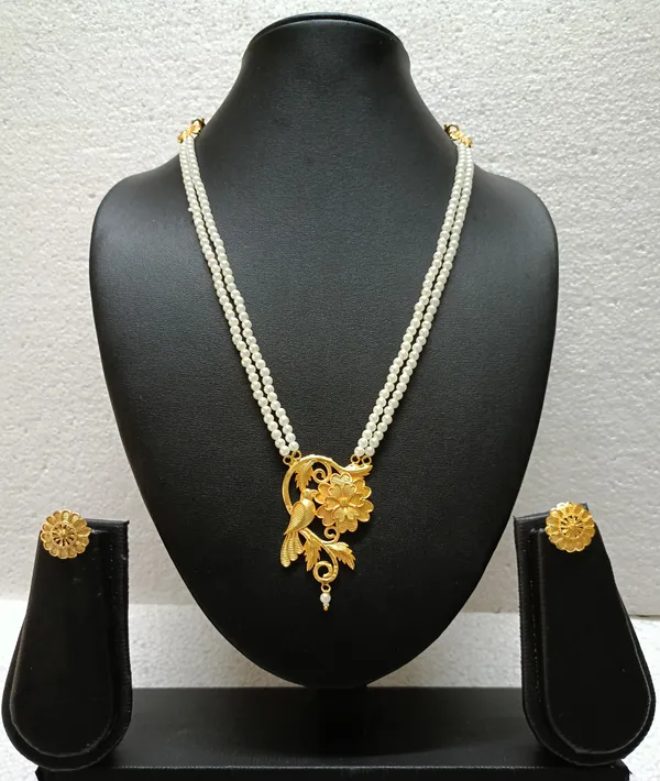Purabi_Jewels_Trending_Double_Line_Pearl_Necklace_with_Gold_Plated_Pendant_Unique_Bird_Design_Jewellery_Set_for_Women_and_Girls