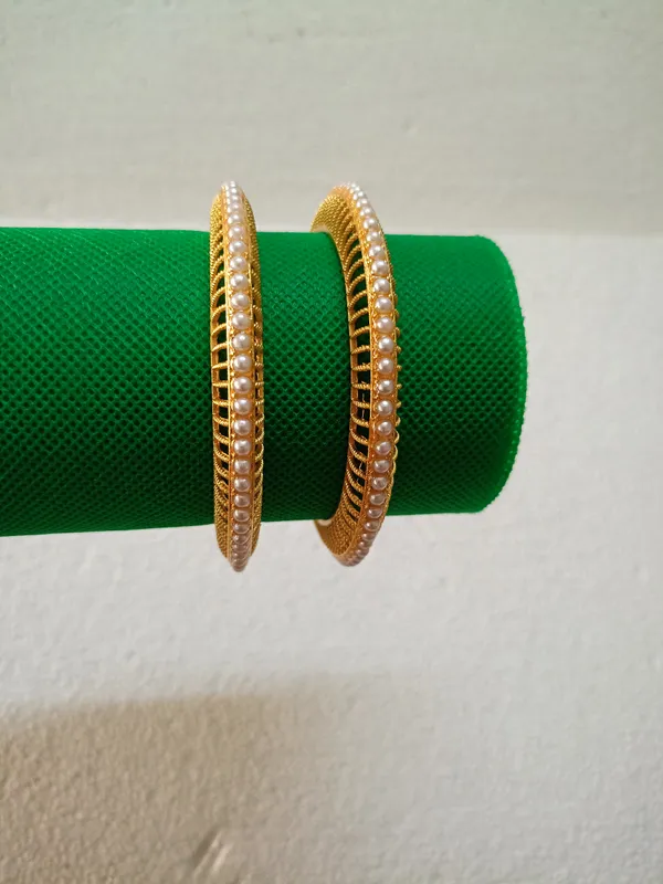 Purabi_Jewels_Womens_Set_Of_2_Gold-Plated_White_Pearls-Studded_Handcrafted_Bangles