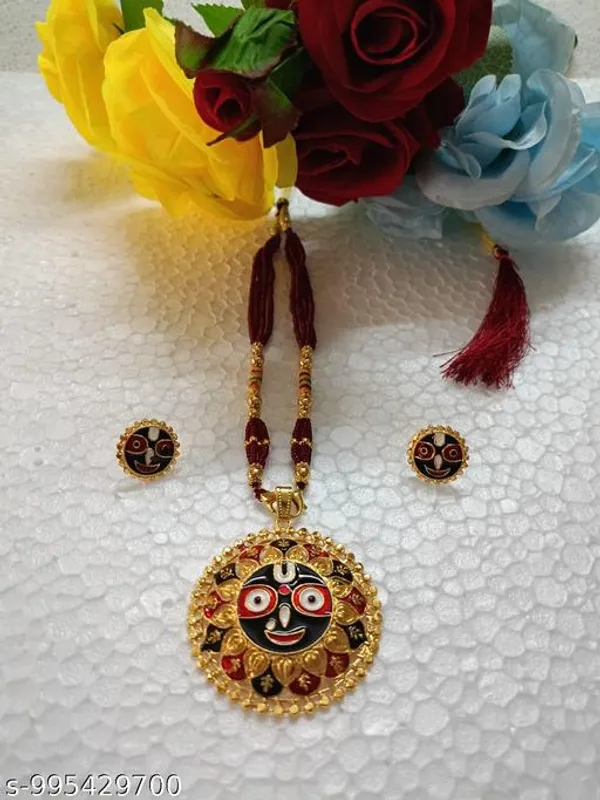 Purabi_Jewels_Gold_Plated_Lord_Jagannath_Pendant_Necklace_With_Matching_Earrings_For_Women_Girls_Lord_Jagannath_Trending_Meenakari_Work_Jewellery_Set_Spiritual_Hindu_God_Jewellery_For_Temple_Pooja_Gifting
