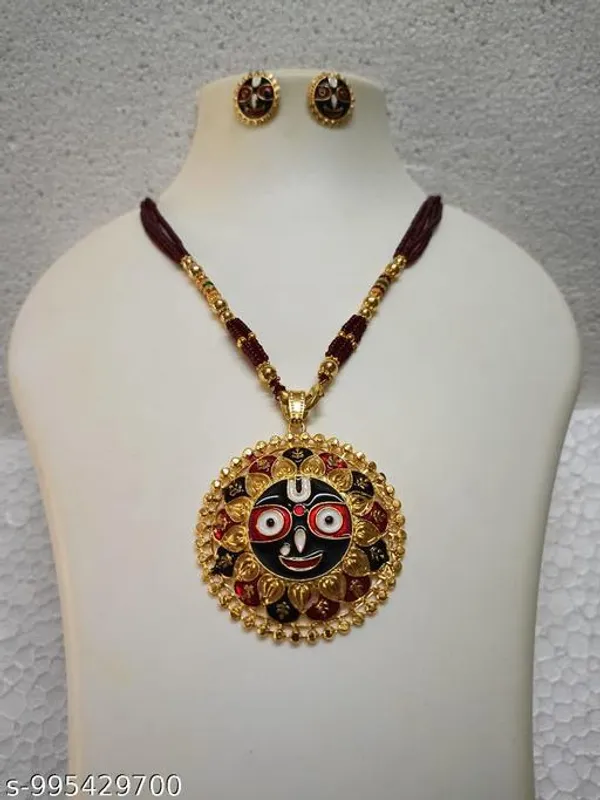 Purabi_Jewels_Gold_Plated_Lord_Jagannath_Pendant_Necklace_With_Matching_Earrings_For_Women_Girls_Lord_Jagannath_Trending_Meenakari_Work_Jewellery_Set_Spiritual_Hindu_God_Jewellery_For_Temple_Pooja_Gifting
