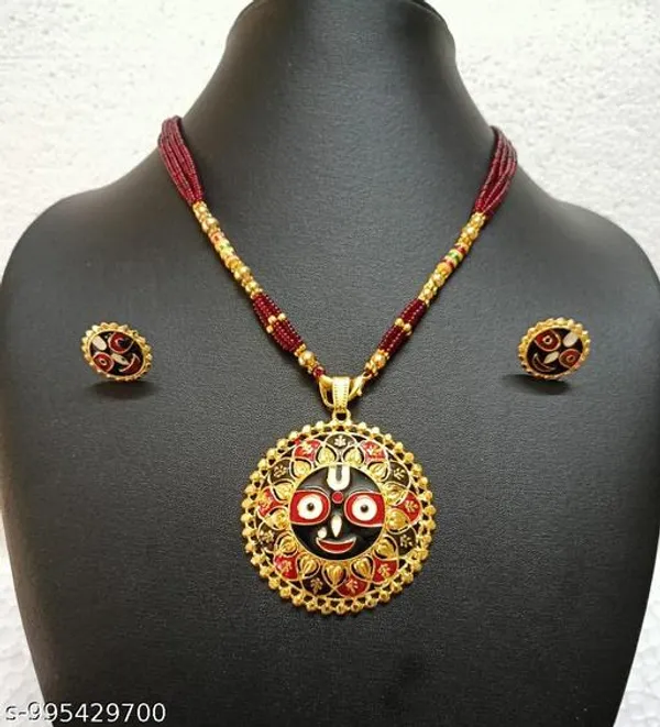 Purabi_Jewels_Gold_Plated_Lord_Jagannath_Pendant_Necklace_With_Matching_Earrings_For_Women_Girls_Lord_Jagannath_Trending_Meenakari_Work_Jewellery_Set_Spiritual_Hindu_God_Jewellery_For_Temple_Pooja_Gifting